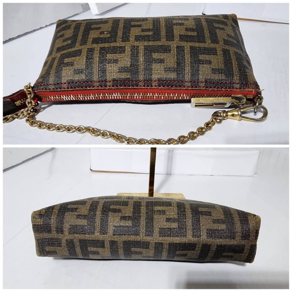 Authentic FENDI Zucca Spalmati Pochette Brown - Picture 8 of 12